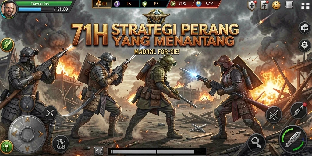Tampilan gameplay mendebarkan dengan strategi tempur yang kompleks.