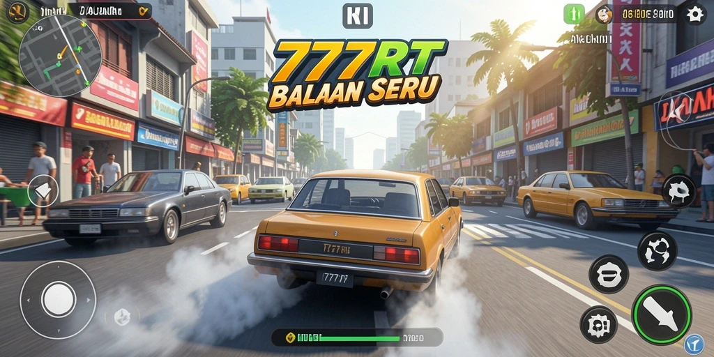Gameplay seru 777RT dengan mobil balap cepat.