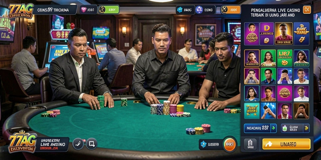 Tampilan gameplay Live Casino yang mendebarkan di 77AG.