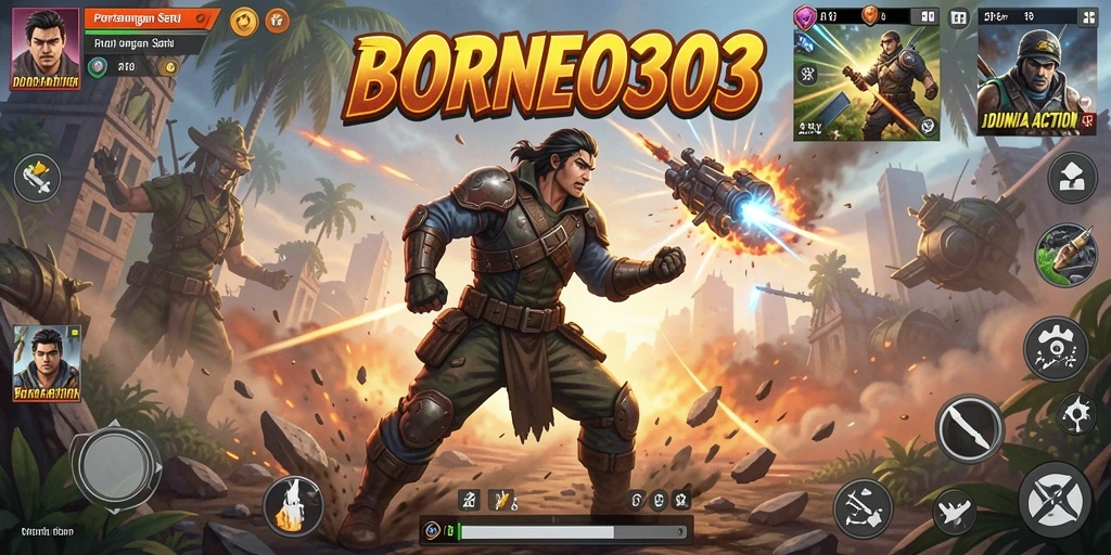 Screenshot menunjukkan gameplay action yang intens dengan pertempuran seru.