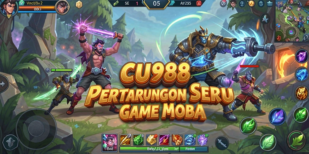 Screenshot gameplay CU888 yang menampilkan pertempuran tim yang intens.