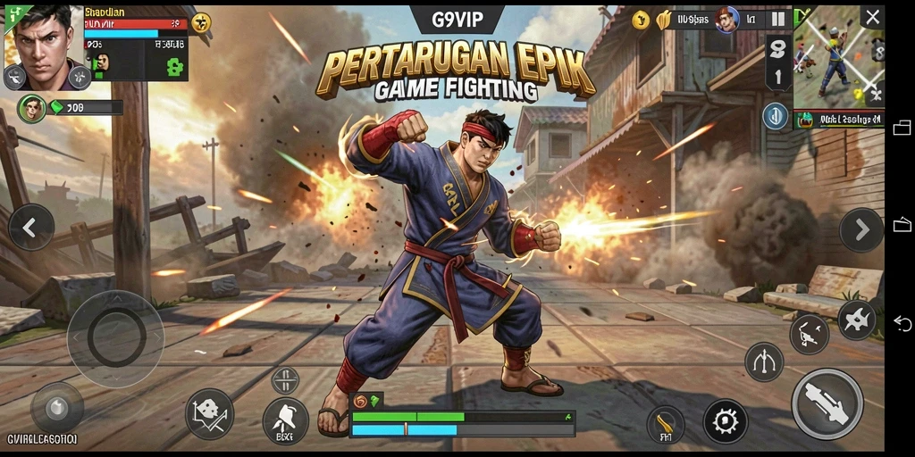 Tampilan pertarungan epik dalam G9VIP dengan karakter bertarung.