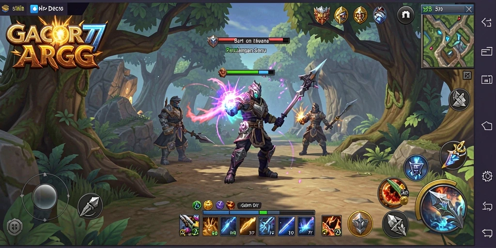 Tampilan gameplay GACOR77 dengan aksi bertempur yang intens.