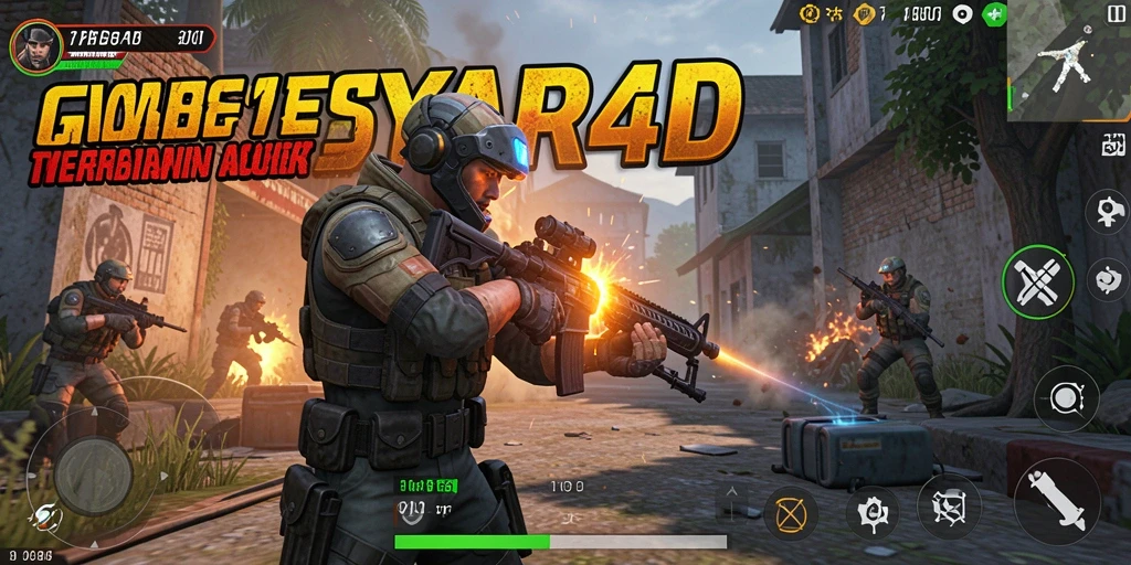 Screenshot GEBYAR4D menampilkan aksi seru dalam permainan FPS.