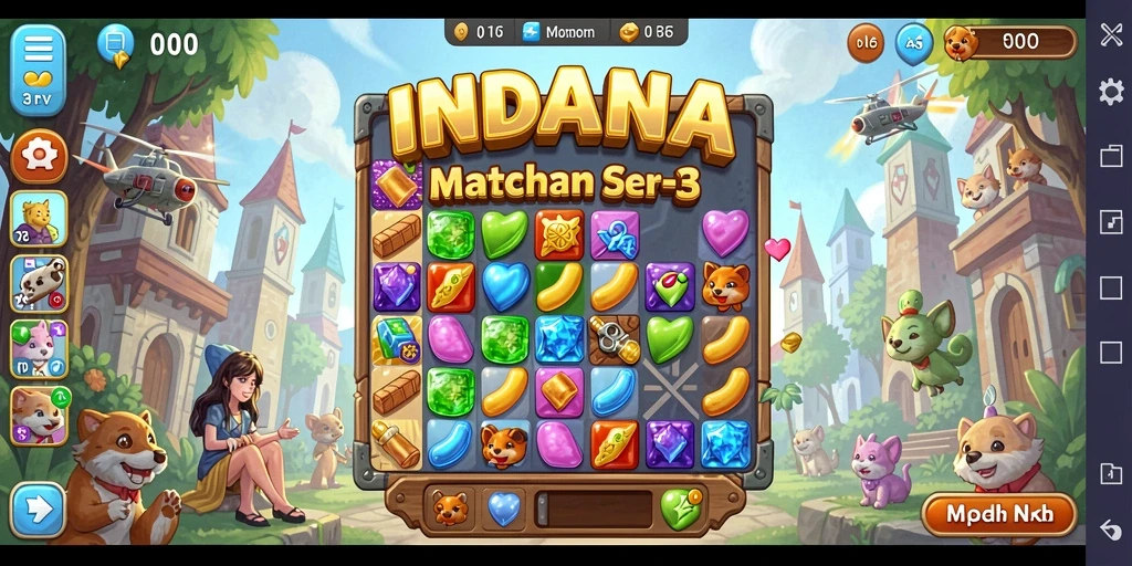 Screenshot gameplay INDAAA menampilkan keseruan pencocokan item Match-3.