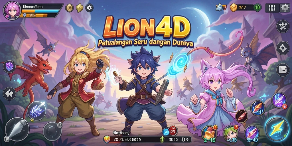 Screenshot gameplay LION4D yang menunjukkan aksi karakter anime dalam pertempuran.