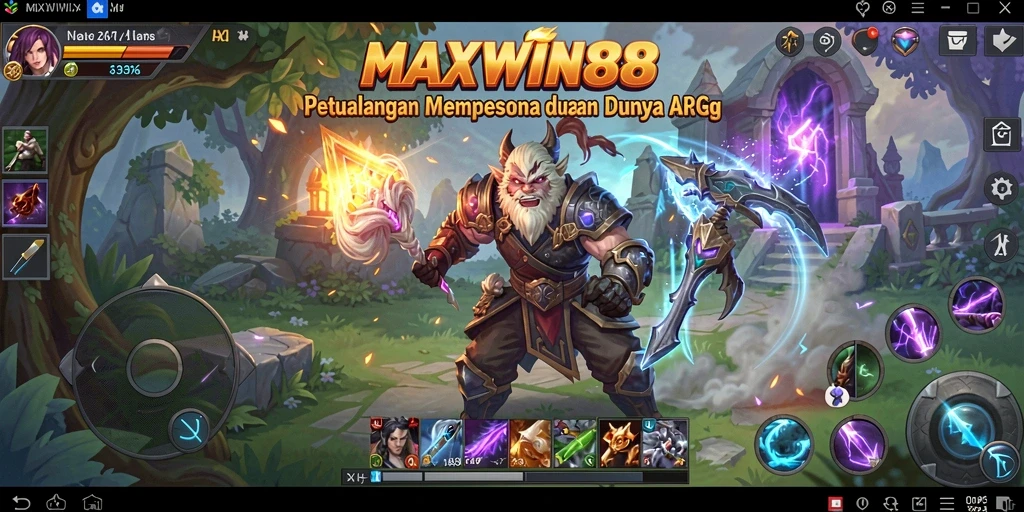 Tangkapan layar gameplay <strong>MAXWIN88</strong> yang mengesankan dengan pertarungan seru dalam dunia petualangan.