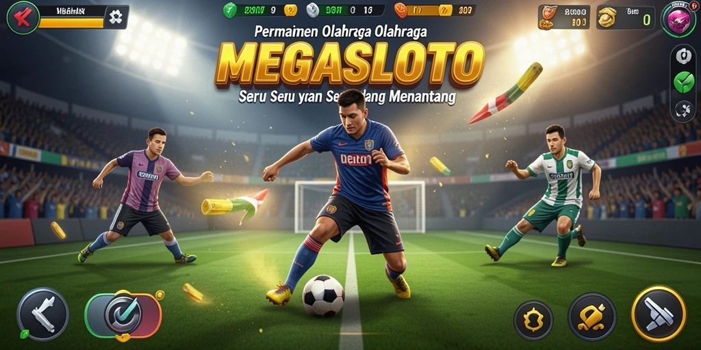 Tampilan game MEGASLOTO dengan keasyikan olahraga yang mendebarkan.