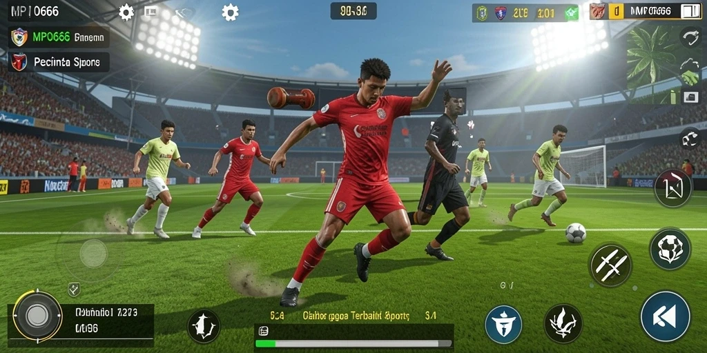 Tangkapan layar MPO666 menampilkan aksi seru di lapangan olahraga.