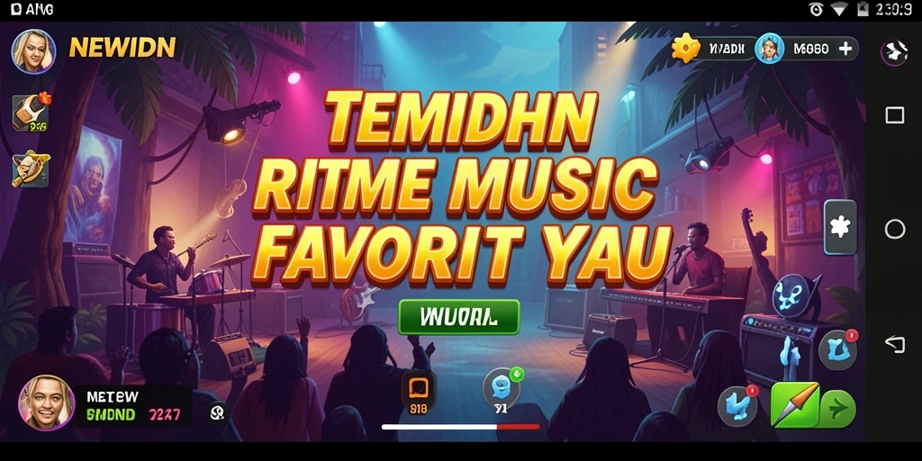 Tangkapan layar gameplay NEWIDN yang menampilkan interaksi musik yang seru.