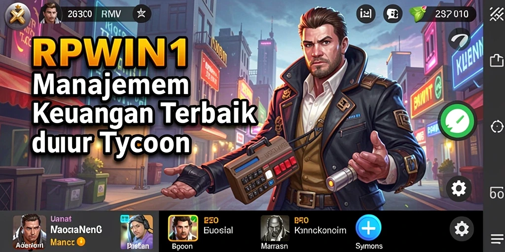 Tampilan gameplay RPWIN1 dengan elemen tycoon yang mendebarkan.