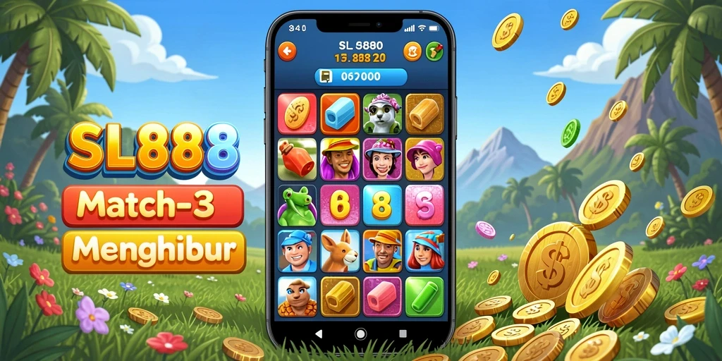 Tampilan gameplay seru SL888 dengan objek colorful yang menarik.