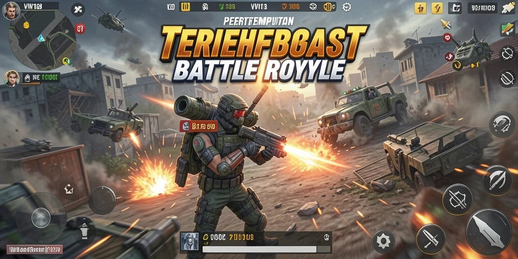 Screenshot VW108 menampilkan aksi seru dalam pertempuran Battle Royale.