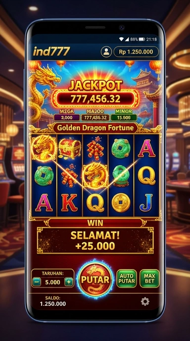 Tampilan aplikasi ind777 yang intuitif dan menarik.